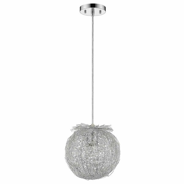 Estallar 12 in. Distratto 1-Light Polished Chrome Pendant Enmeshed Aluminum Wire Shade ES3651654